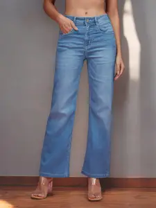 DressBerry Women Wide Leg Light Fade Stretchable Jeans