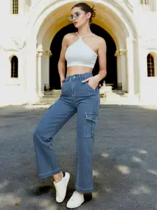 DressBerry Women Wide Leg High-Rise Stretchable Jeans