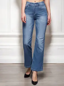 DressBerry Women Wide Leg Light Fade Stretchable Jeans