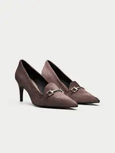 Oroh Women Suede Party Stiletto Pumps with Buckles