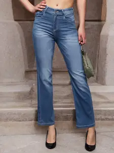 DressBerry Women Wide Leg Light Fade Stretchable Jeans