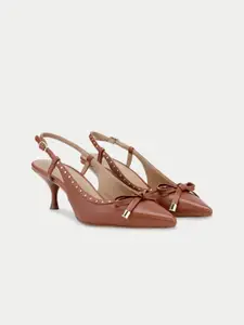 Oroh Women Leather Pointed Toe Party Stiletto Pumps with Buckle