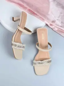 Mochi Women Embellished Open Toe Block Sandals