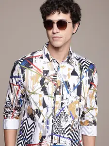 French Connection Pure Cotton Slim Fit Opaque Printed Casual Shirt
