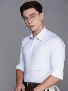 Raymond Self Design Checked Slim Fit Pure Cotton Formal Shirt