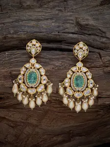 Kushal's Fashion Jewellery Kundan Studded Contemporary Drop Earrings