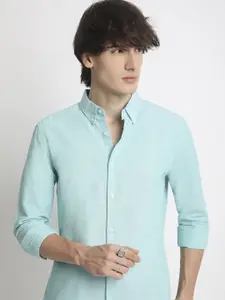 THE BEAR HOUSE Men Solid Slim Fit Button-Down Collar Pure Cotton Casual Shirt