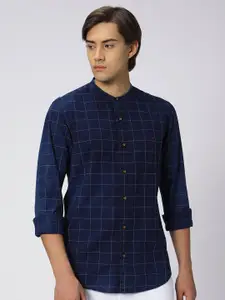 Mufti Slim Fit Windowpane Checks Checked Casual Shirt