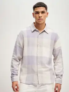 THE BEAR HOUSE Men Checked Oversized Pure Cotton Casual Shirt