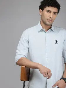 U.S. Polo Assn. Denim Co. Pure Cotton Slim Fit Opaque Floral Printed Casual Shirt