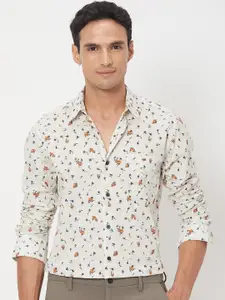 Mufti Slim Fit Floral Printed Spread Collar Pure Cotton Casual Shirt