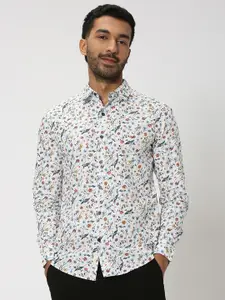 Mufti Floral Printed Slim Fit Pure Cotton Casual Shirt