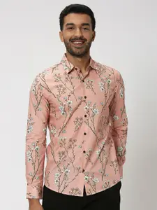 Mufti Slim Fit Floral Printed Pure Cotton Casual Shirt
