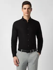 Peter England Elite Men Black Slim Fit Formal Shirt