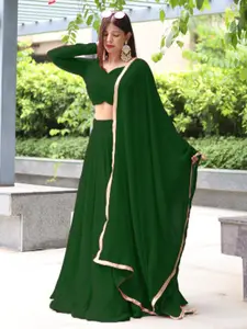 KALINI Green Semi-Stitched Lehenga & Blouse With Dupatta