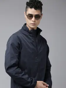 U.S. Polo Assn. Men Navy Blue Solid Tailored Jacket