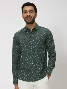 Mufti Floral Printed Opaque Pure Cotton Casual Shirt