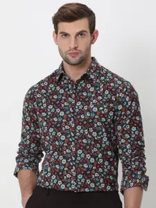 Mufti Slim Fit Floral Printed Pure Cotton Casual Shirt