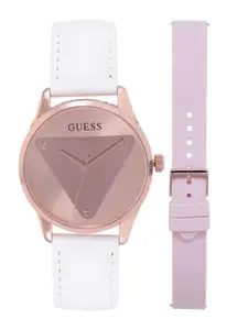 GUESS Women Round Dial & Leather Straps Analogue Watch GW0642L2