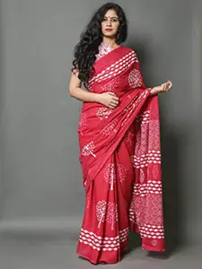 JALTHER Ethnic Motifs Pure Cotton Block Print Saree