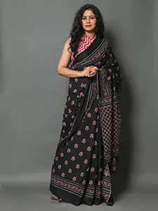 JALTHER Ethnic Motifs Pure Cotton Block Print Saree