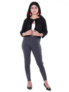 BAESD Women Black Crop Sheer Shrug