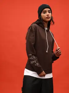 glitchez Relaxed Drop-Shoulder Sleeves Hooded Sweatshirt