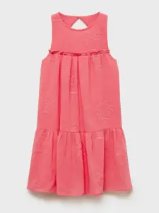 Mango Kids Tropical Embroidered Pure Cotton A-Line Dress