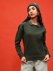 glitchez Drop-Shoulder Sleeves Lycra Terry Sweatshirt