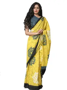 KIAARON Ethnic Motifs Block Print Pure Cotton Saree