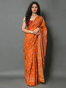 JALTHER Ethnic Motifs Pure Cotton Block Print Saree