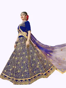 MANVAA Embroidered Thread Work Semi-Stitched Lehenga & Unstitched Blouse With Dupatta