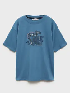 Mango Kids Boys Embroidered Pure Cotton T-Shirt