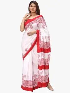 JALTHER Paisley Pure Cotton Block Print Saree