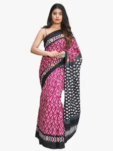 KIAARON Floral Pure Cotton Block Print Saree