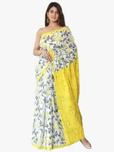 JALTHER Floral Pure Cotton Block Print Saree