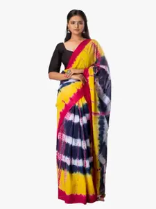 KIAARON Tie and Dye Jaipuri Mulmul Pure Cotton Saree