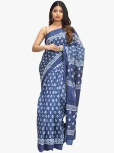 JALTHER Ethnic Motifs Pure Cotton Block Print Saree