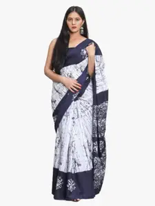 KIAARON Ethnic Motifs Pure Cotton Block Print Saree