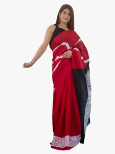 KIAARON Block Print Pure Cotton Saree