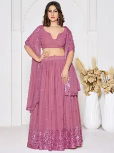 KALINI Embroidered Sequinned Semi-Stitched Lehenga & Unstitched Blouse With Dupatta