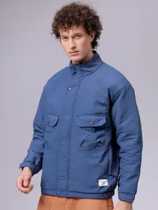 The Indian Garage Co Men Mock Collar Solid Casual Padded Jacket