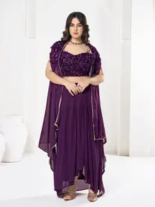 KALINI Embroidered Thread Work Semi-Stitched Lehenga & Unstitched Blouse With Dupatta