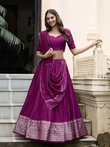 LOOKNBOOK ART Embellished Ready to Wear Lehenga & Unstitched Blouse With Dupatta