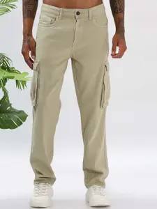 The Roadster Lifestyle Co Men  Pure Cotton Relaxed Fit Mid Rise Cargo Jeans