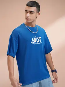 HIGHLANDER Men Self Design Drop Shoulder Oversized Tshirt