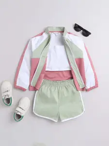 taffykids Girls Colourblocked Coat with Shorts