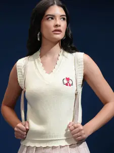 Tokyo Talkies Women Ribbed Sweater Vest