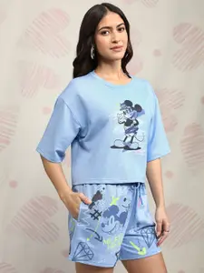 Tokyo Talkies Disney Mickey Mouse Women Printed T Shirt & Short Set