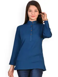 BAESD Girls Mandarin Collar Long Sleeves Thread Work Crepe Straight Kurta